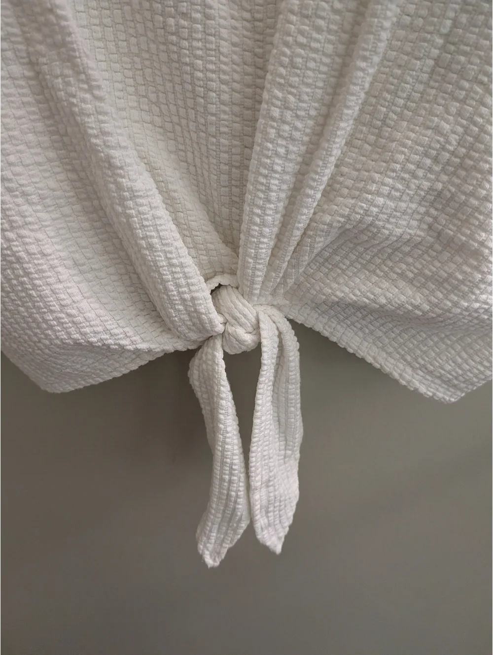 LOFT XL White Seersucker Tie-Front Puff Sleeve Blouse Top Coastal Cottage Luxe